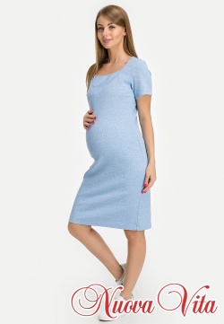Платье для беременных и кормящих мам голубой